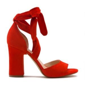 NEW Red Lace-Up Block Heels